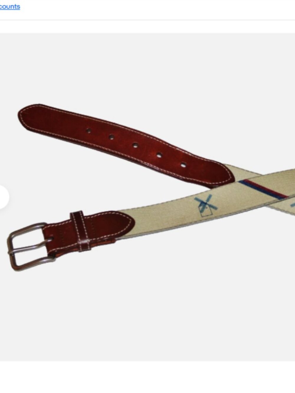 Peter Millar QUIXOTE CLUB Leather and Canvas Golf Belt 38